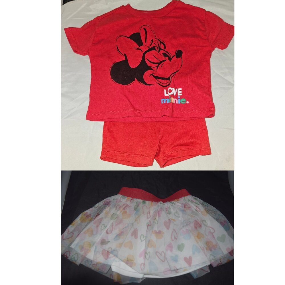 Disney Minnie mouse tutu, shorts and shirt 3pc set 18 months